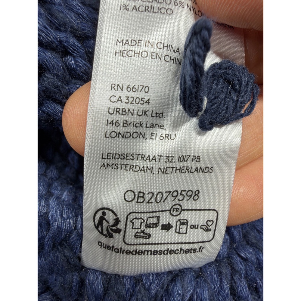 Anthropologie Pilcro Bird Sweater Small Blue Cream Heavyweight Chunky Knit - Picture 7 of 7